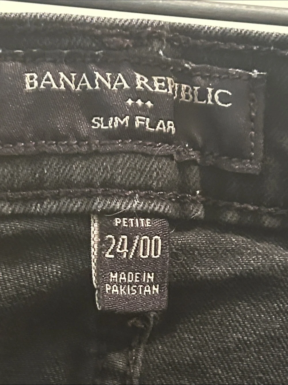 Banana Republic Black Wash Slim Flare Denim Jeans w/ stretch size 24/00 petite